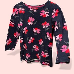 Cute Joules navy pink floral solid quality cotton top